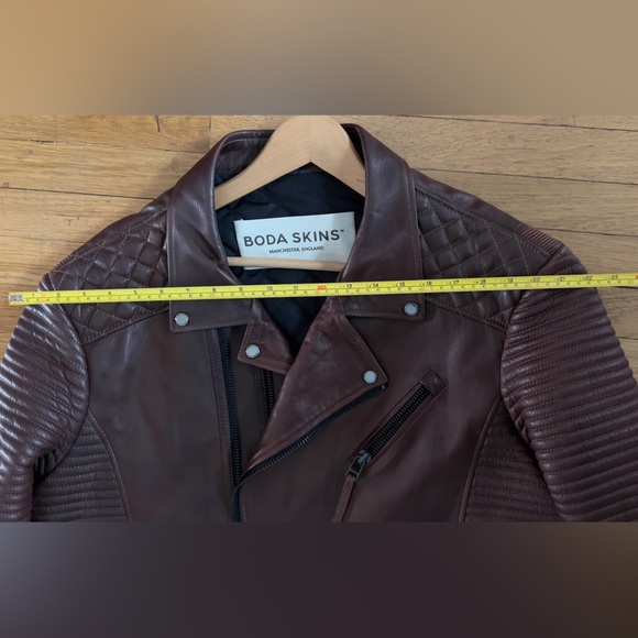 Boda Skins Men’s Brown Leather Moto Jacket - Picture 6 of 10